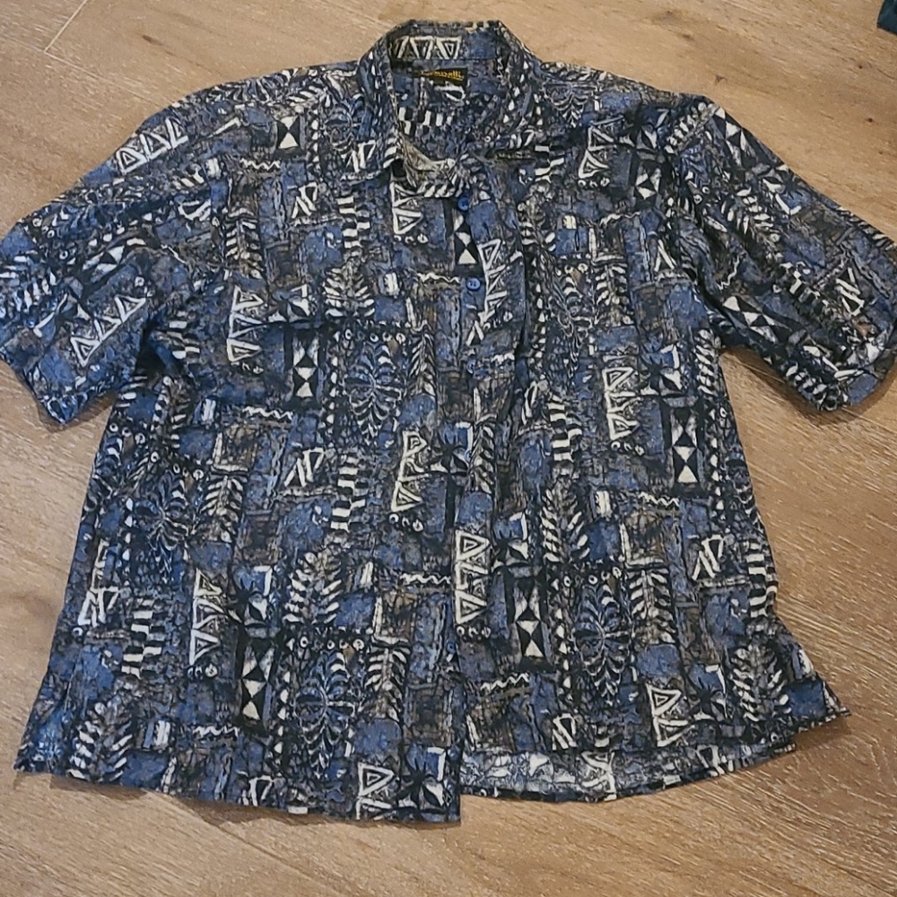 Blue Patterned Button Down